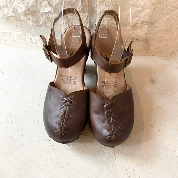Free People Jeffrey Campbell Brown Leather Clog Platform Heel Sandals Women 8 - Picture 5 of 9
